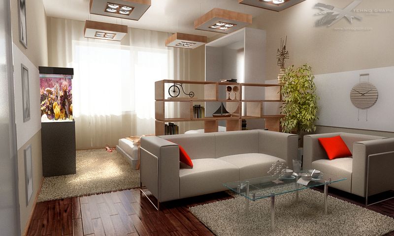 interior of a one‑room apartment