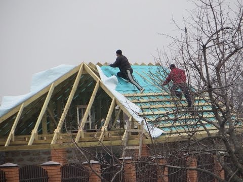 кровля крыши металлочерепицей - монтаж профнастила своими руками пошаговая инструкция видео фото