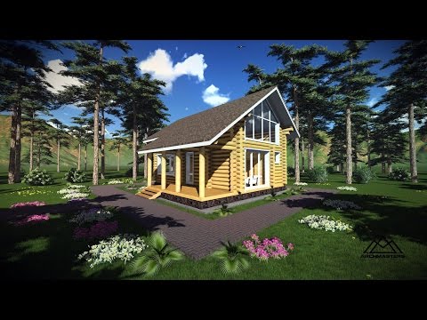 Баня с мансардой из оцилиндрованного бревна