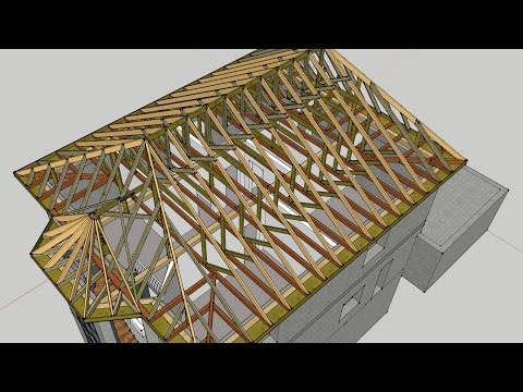 BC: Стропильная система вальмовой крыши и эркера