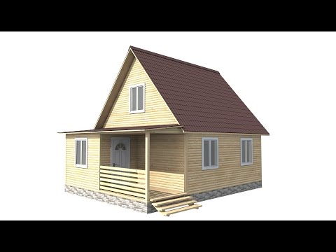 15. Дом из бруса 8х6. С террасой и верандой.