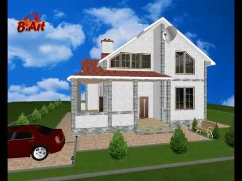 Проект загородного дома с мансардой и террасой - LS048