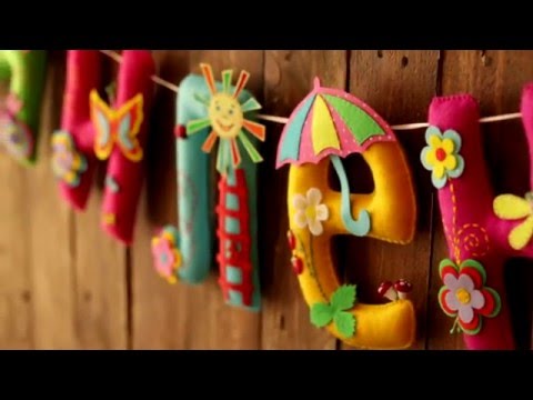 Имена из фетра. Декор для детской комнаты. Видео презентация.